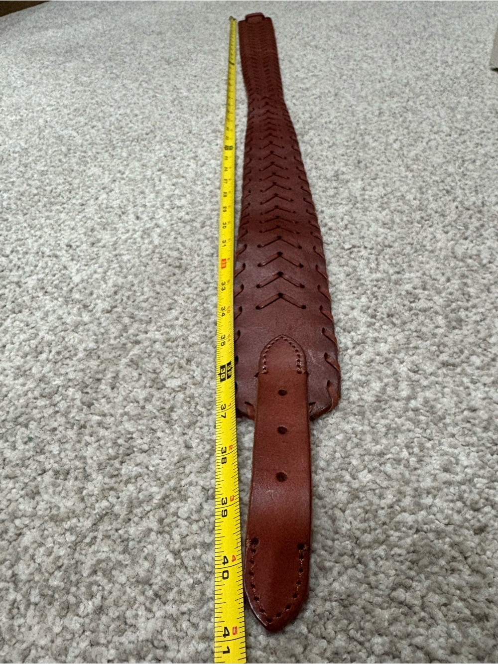 Ralph Lauren Brown Woven Leather Wide Belt Cognac Whipstitch Buckle Western Sz L - Picture 4 of 7
